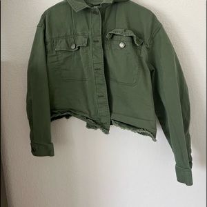 A green old navy jacket, forset green